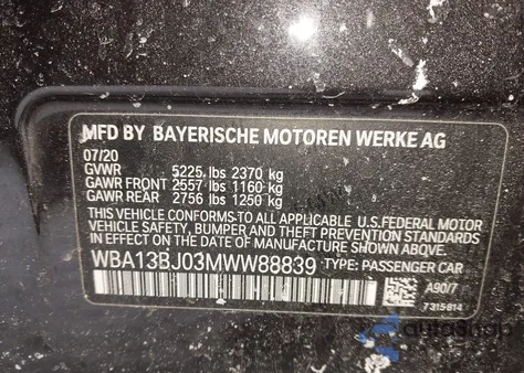 2021 BMW 530I xDrive z USA, uszkodzony, nr VIN WBA13BJ03MWW88839